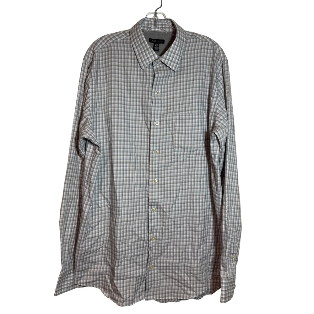 Van Heusen LT GL Mens Long Sleeve Plaid Button Up Shirt Size 16‎ 17